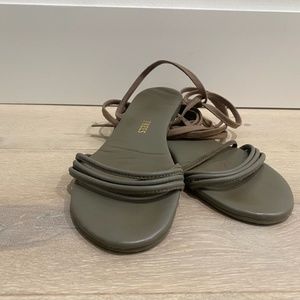 TKEES Olive Green Greek Sandals Women's US 7.5